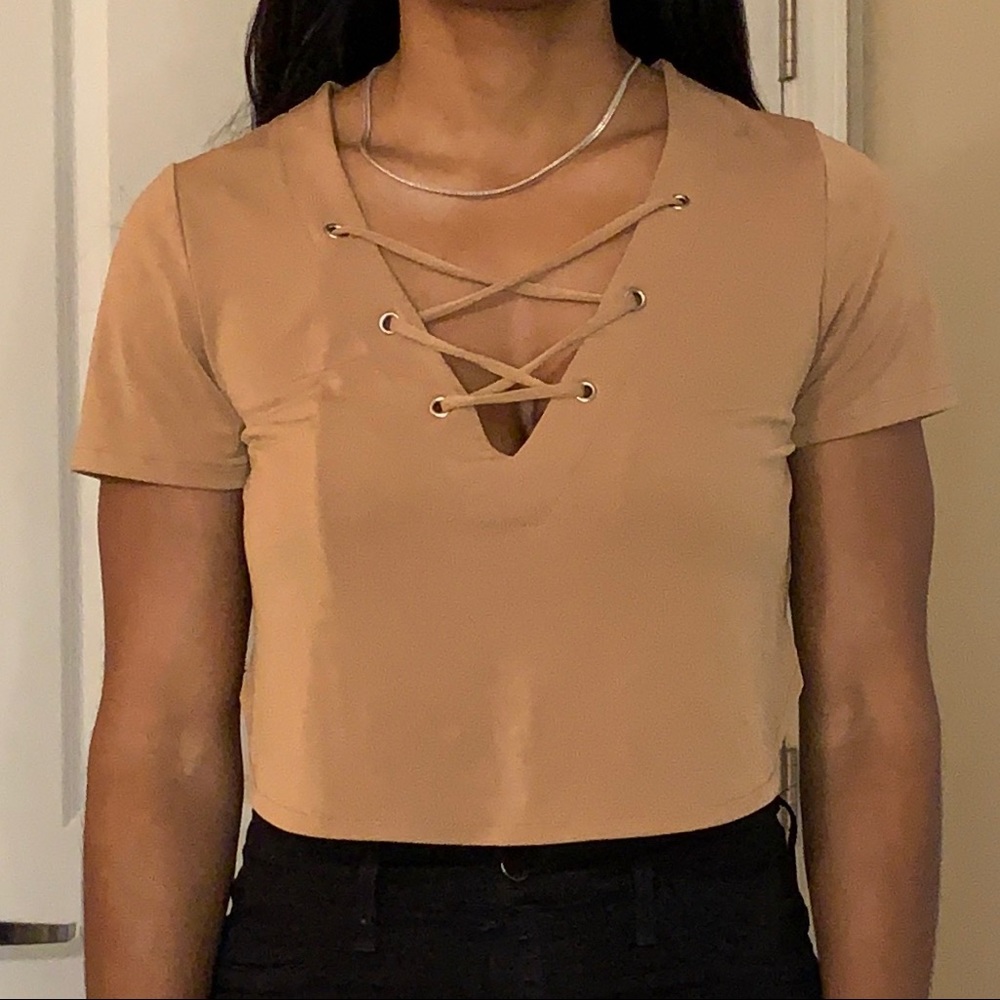 Caramel Tie-Up Crop